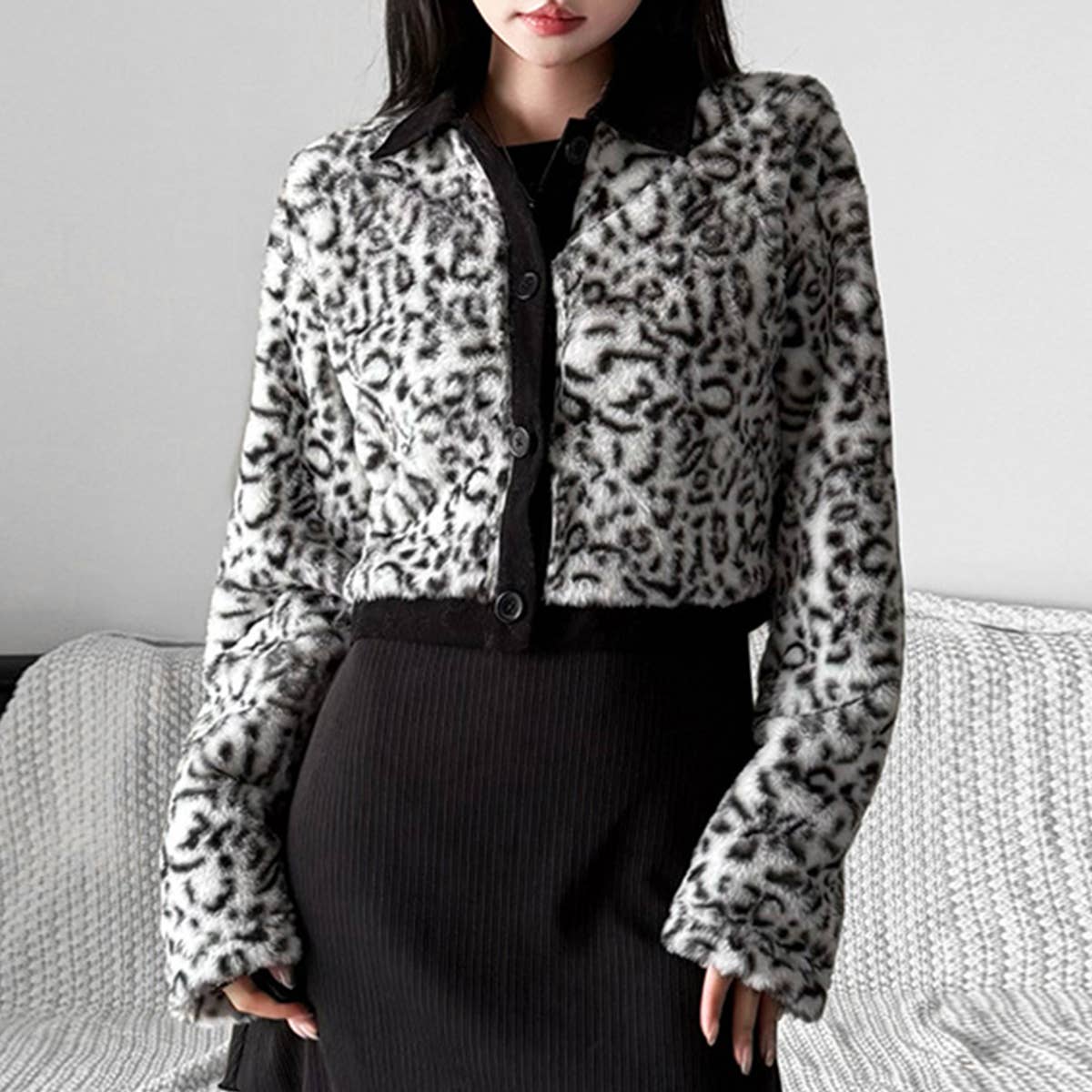 SOLID COLOR STREET FASHION LAPEL FLEECE JACKET