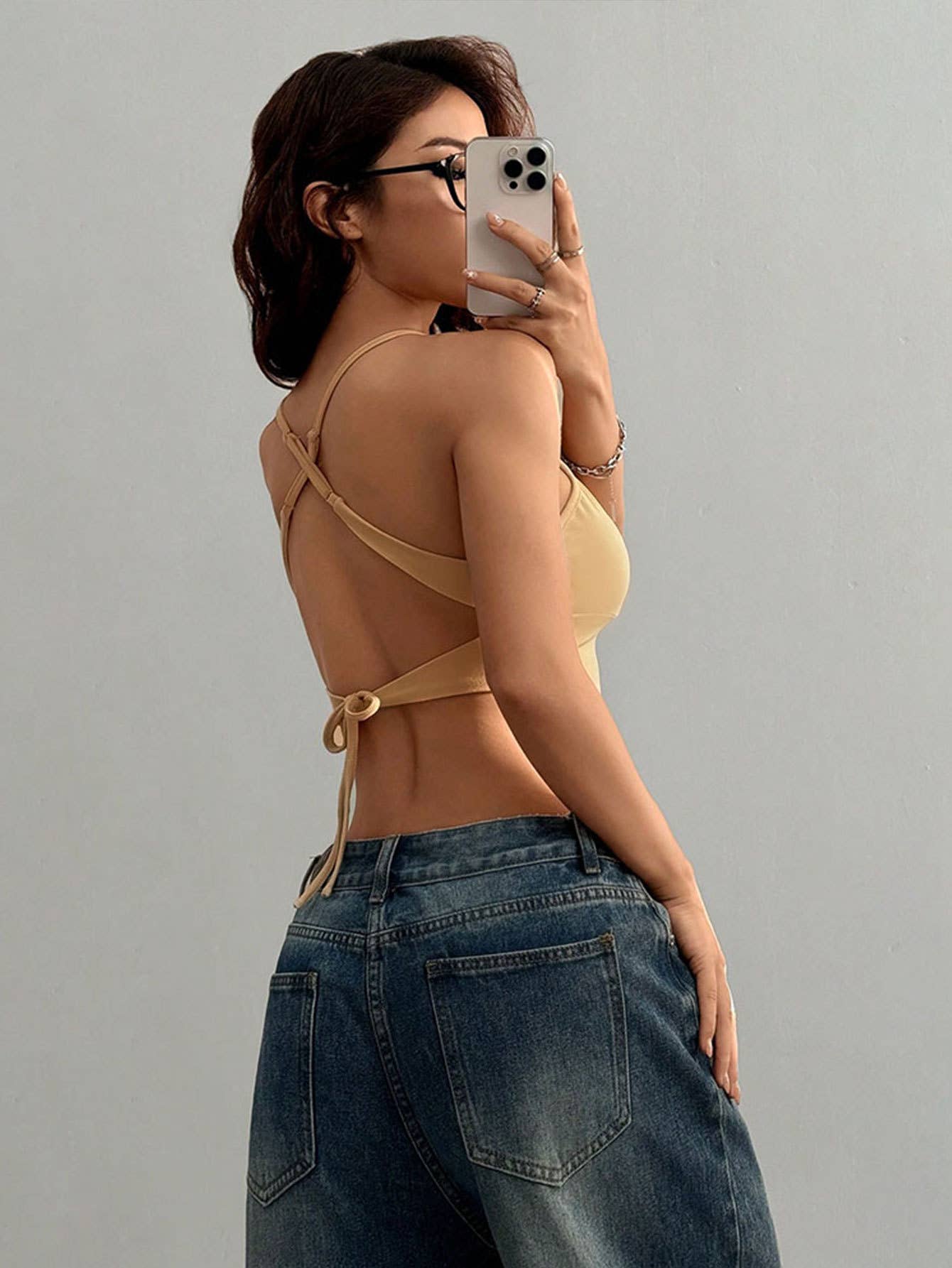 Backless Slim Fit Cropped Cami Top