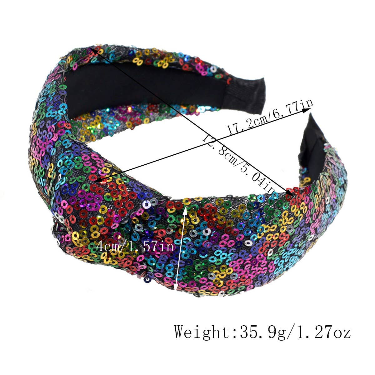 RETRO COLORFUL SEQUINED MESH KNOTTED HEADBAND_CWAHA2253