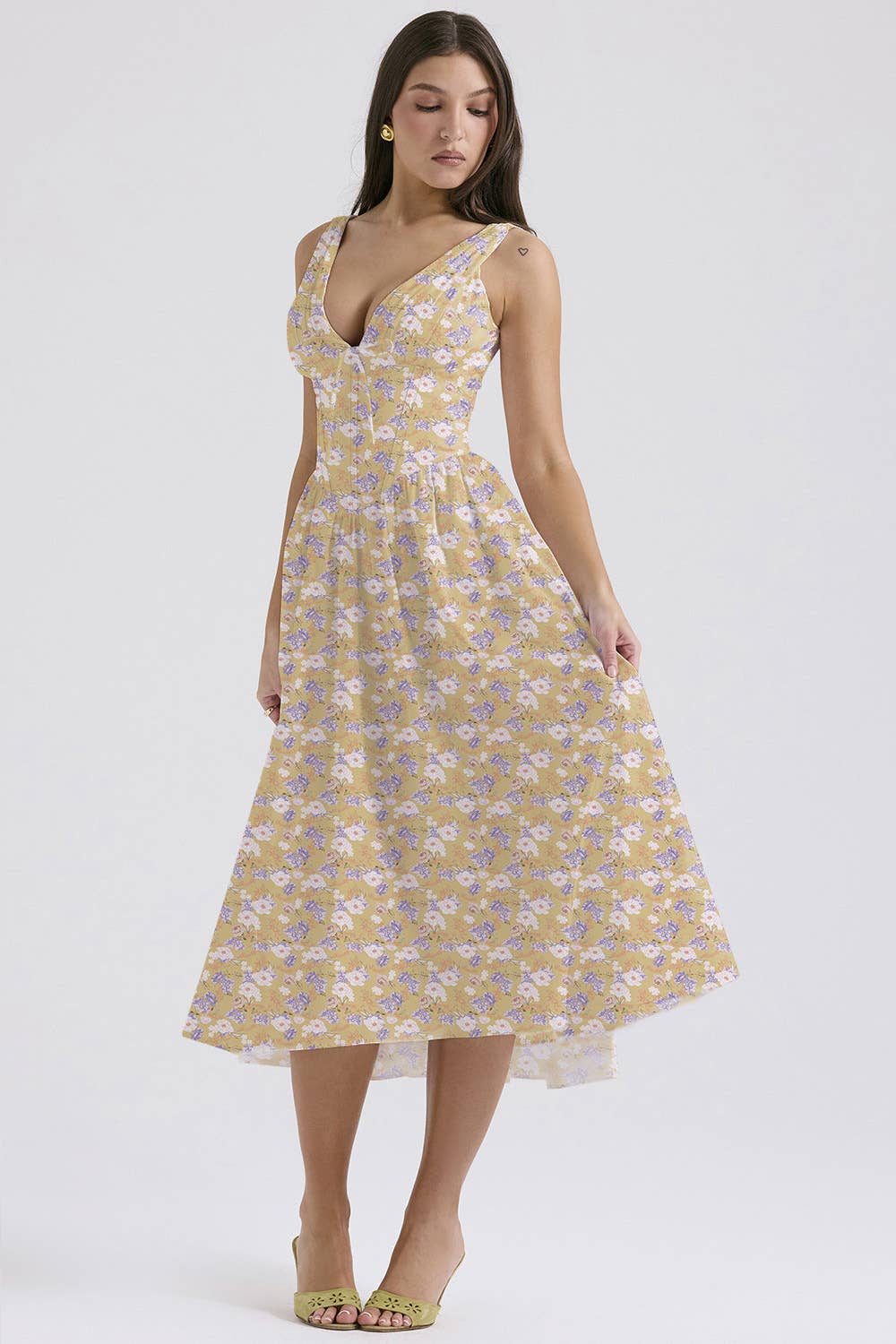 STYLISH PRINTED V-NECK DRESS