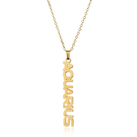 CLAVICLE CHAIN TWELVE ZODIAC TITANIUM NECKLACE