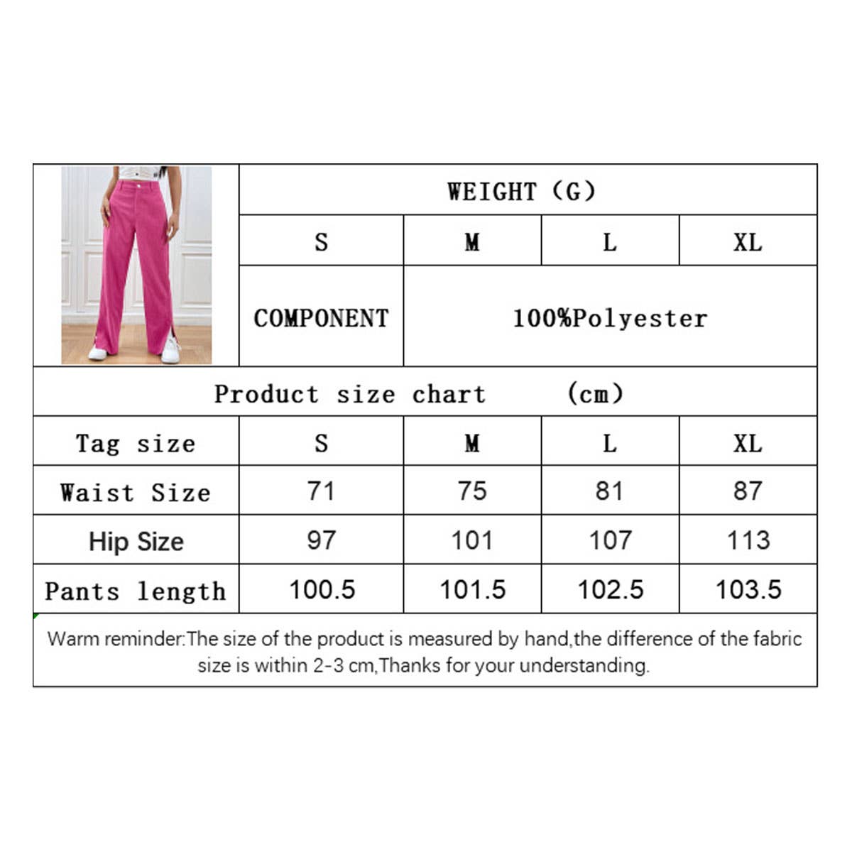 CORDUROY CASUAL STRAIGHT PANTS WITH SLIT BOTTOMS