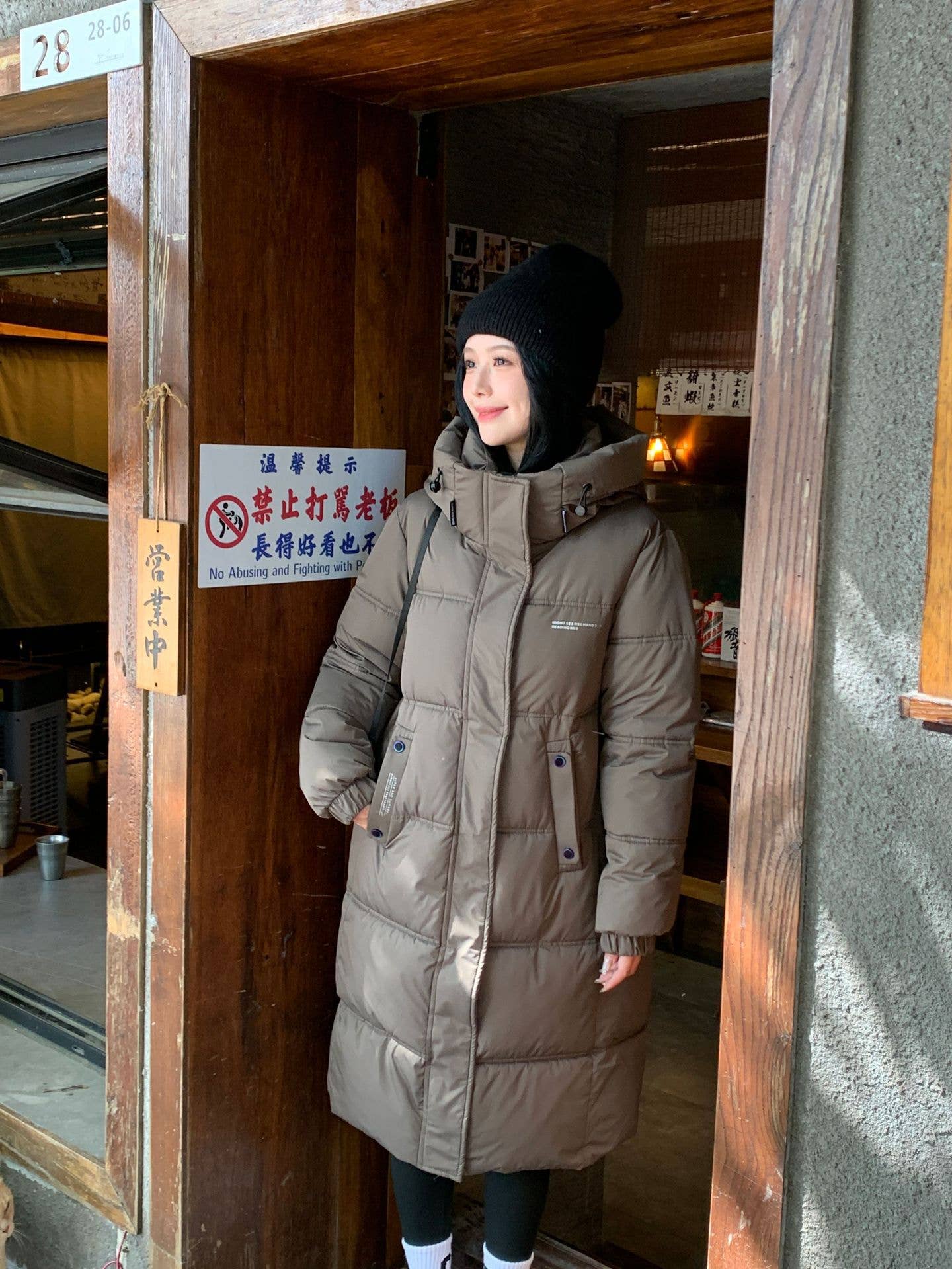 Long hooded and thickened warm padded jacket