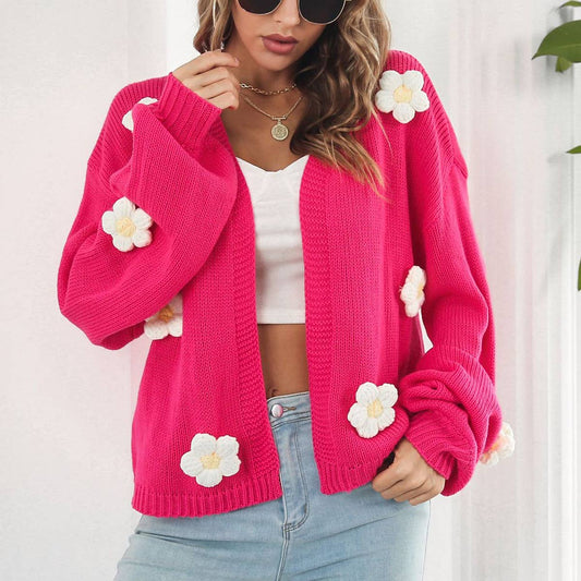 THREE-DIMENSIONAL EMBROIDERY KNITTED COAT