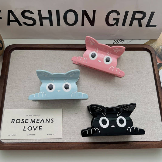 Cute Cat Hair Claw, Solid Acetate Clip for Girls