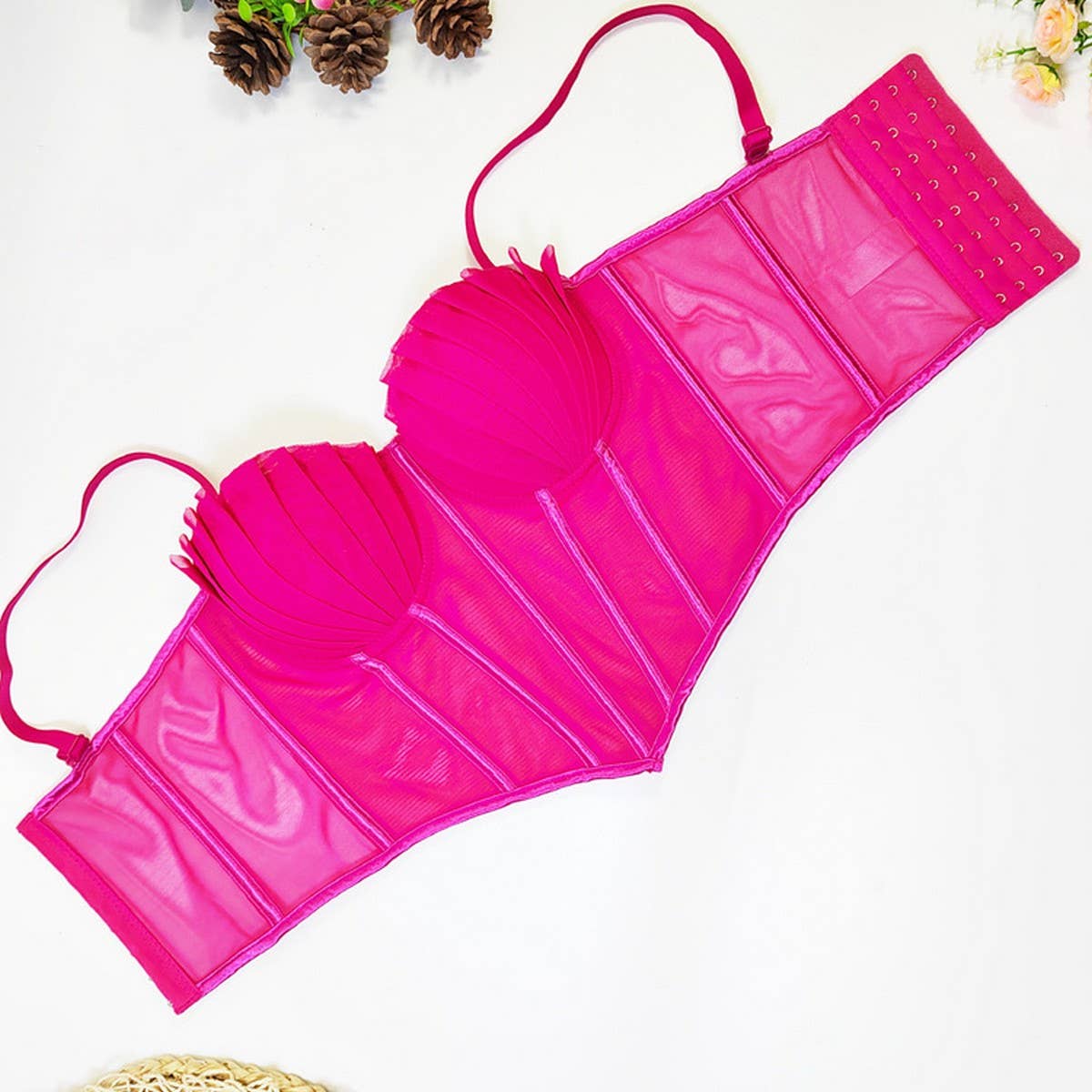 DESIGNER MESH LACE HERRINGBONE BRA