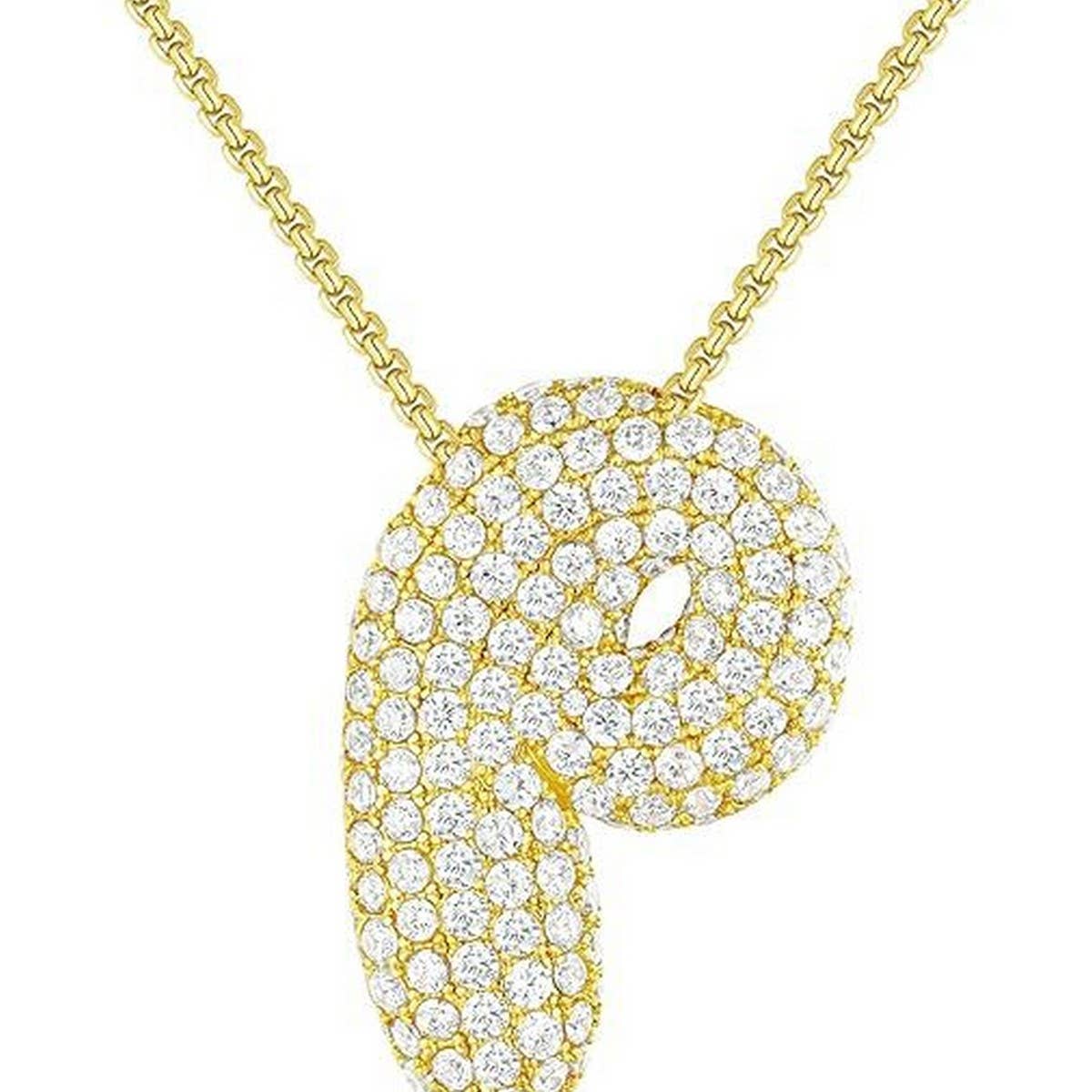 26 Letters Necklace - Copper Zirconia Pendant_CWMM5864