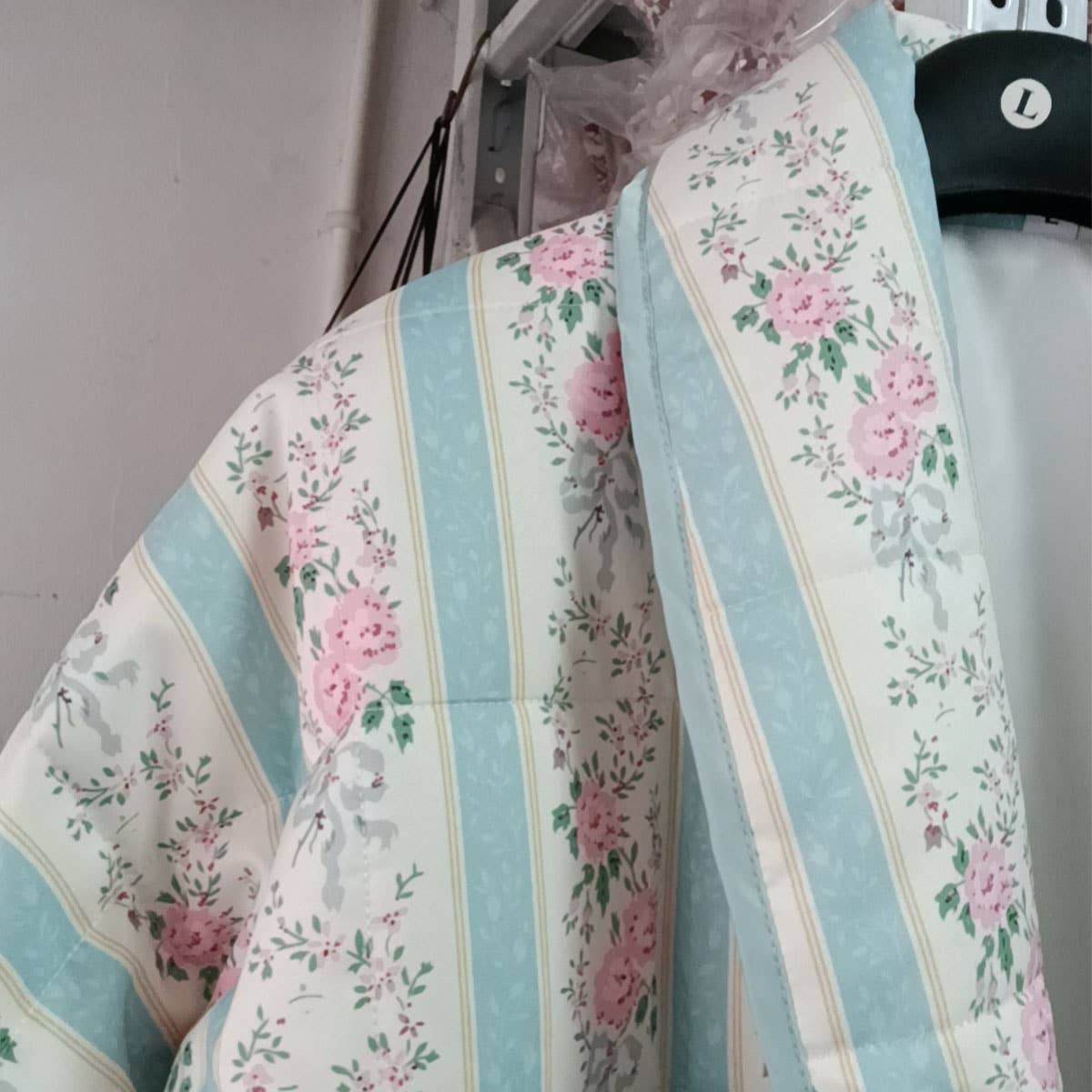 STRIPED FLORAL PRINT LOOSE QUILTED JACKET_CWOJA1552