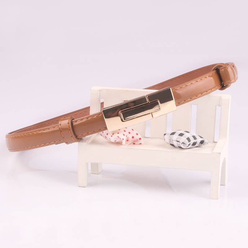 The trendy button-down adjustment thin waist belt