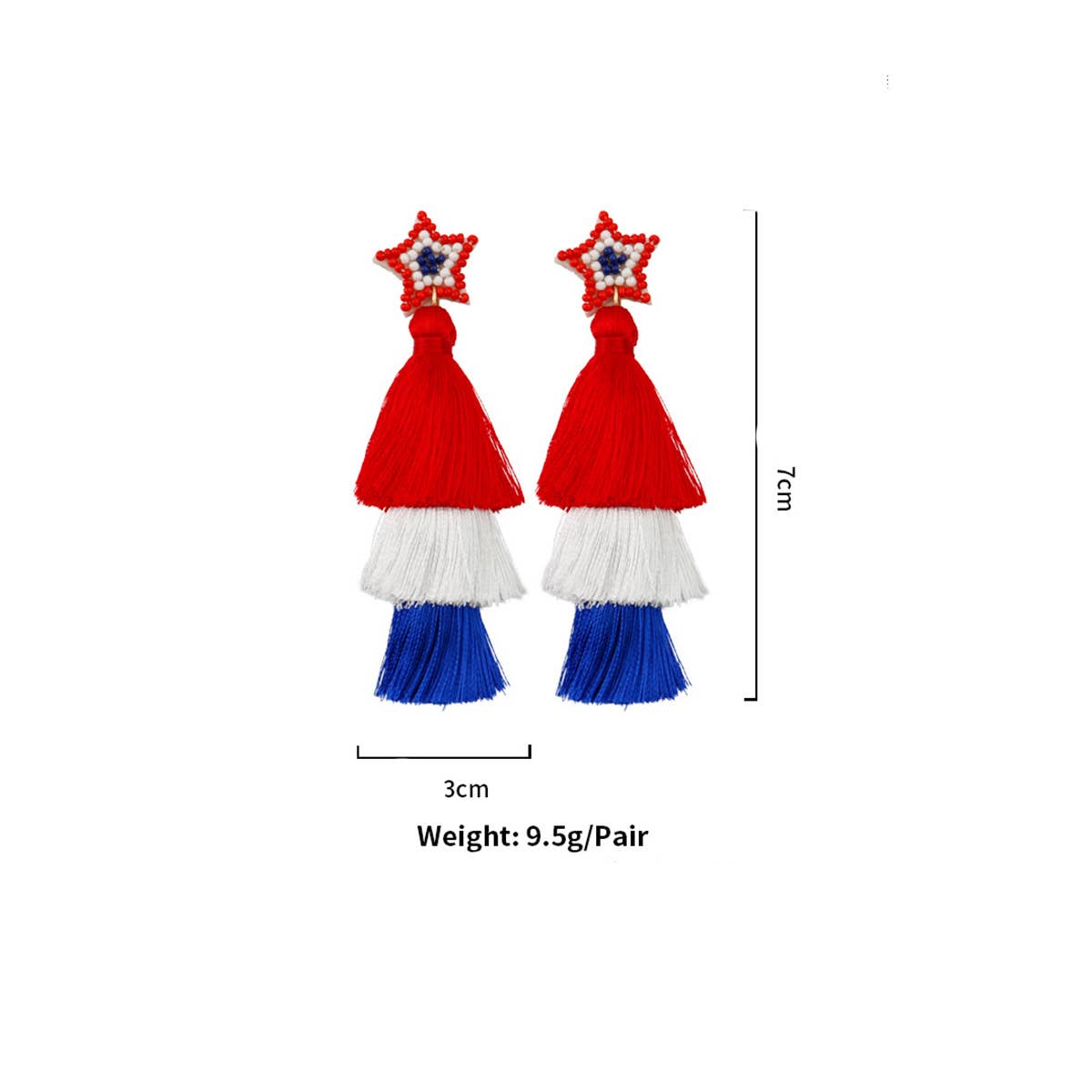 VINTAGE AMERICAN FLAG HANDWOVEN EARRINGS