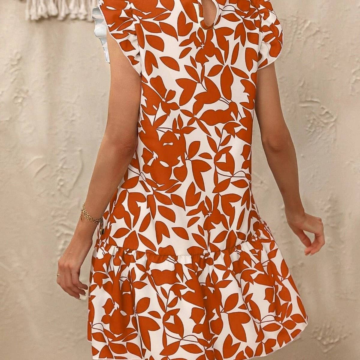 Loose skirt crew-neck printed short-sleeved dress
