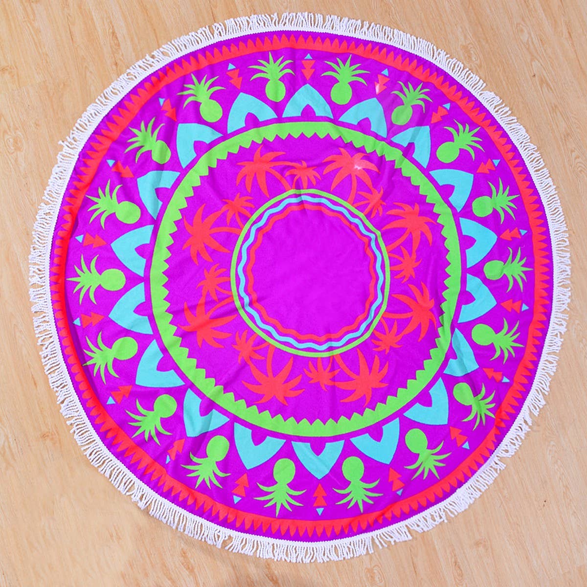 Round Microfiber Tassel Beach Towel Blanket
