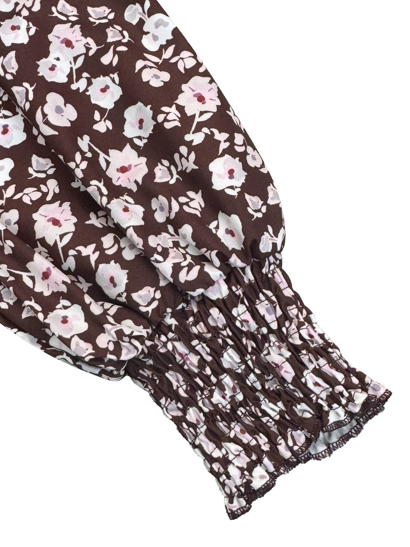 WOODEN EAR SLEEVES WITH BELT FLORAL PRINT DRESS