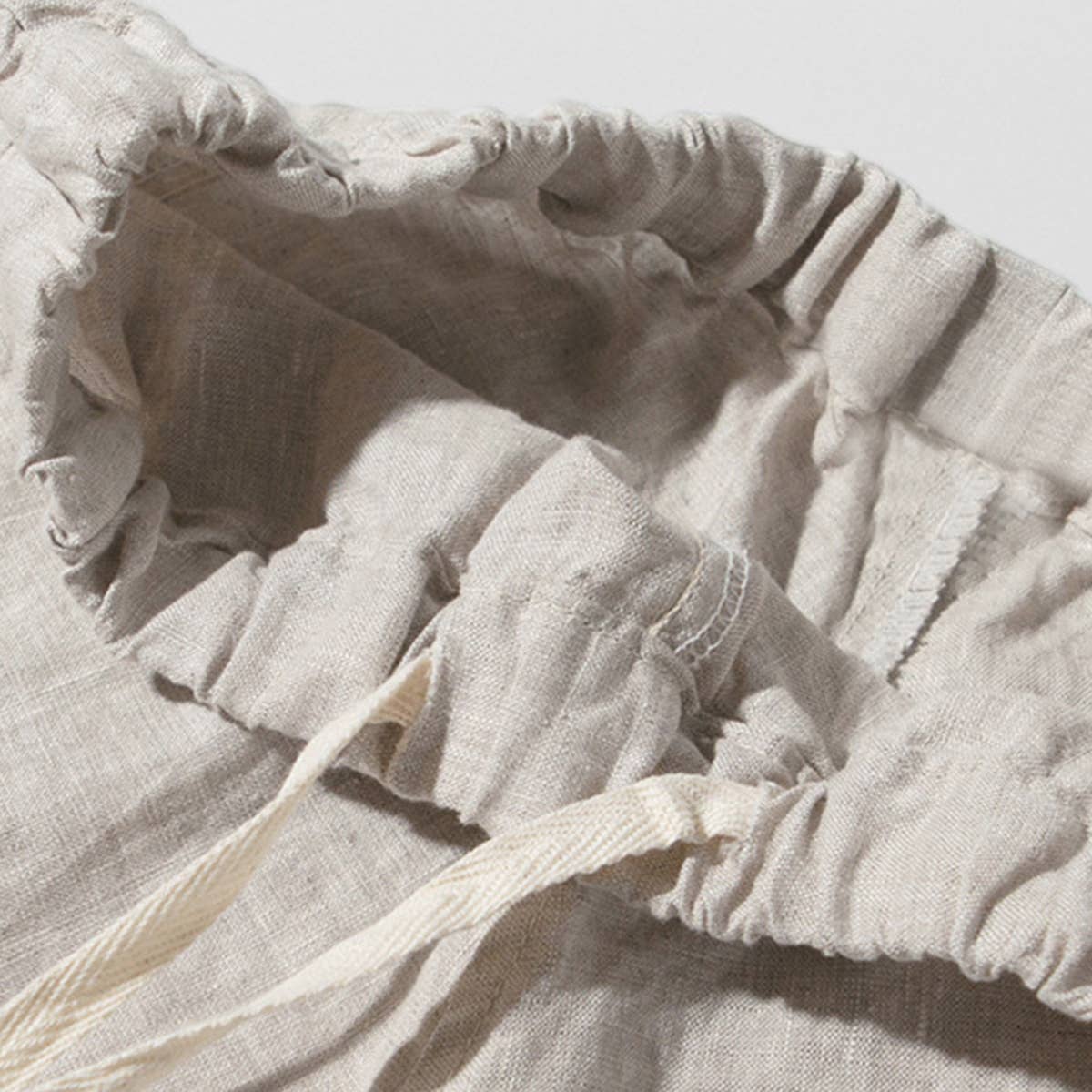 FABRIC LINEN-COTTON NINE-MINUTE WIDE-LEG PANTS