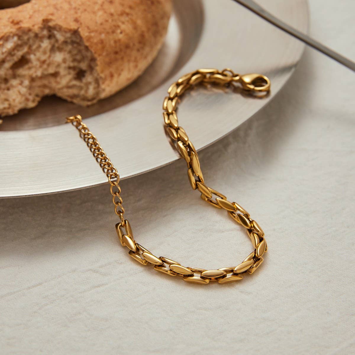 18K Gold Titanium Steel Chain Bracelet_CWAJE4786