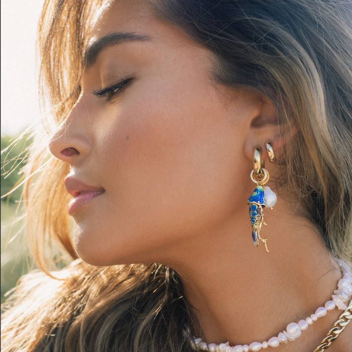 Ocean Coral Fish Shell Earrings Stainless Steel_CWAJE4981