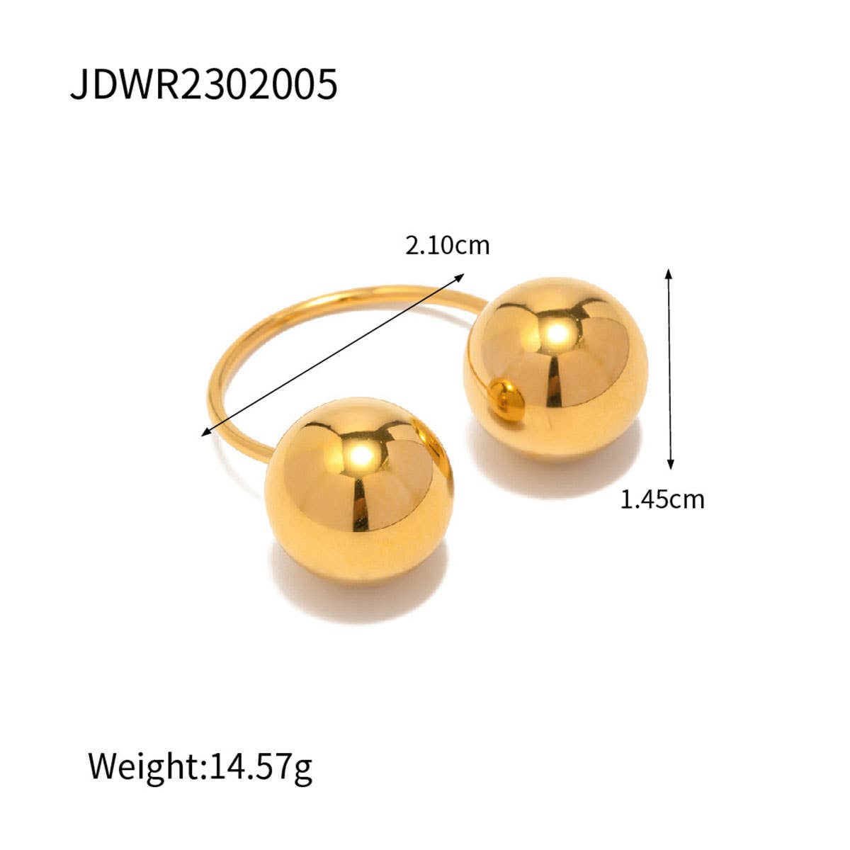 18K GOLD PLATE STAINLESS STEEL BALL RINGS_CWAJE0623