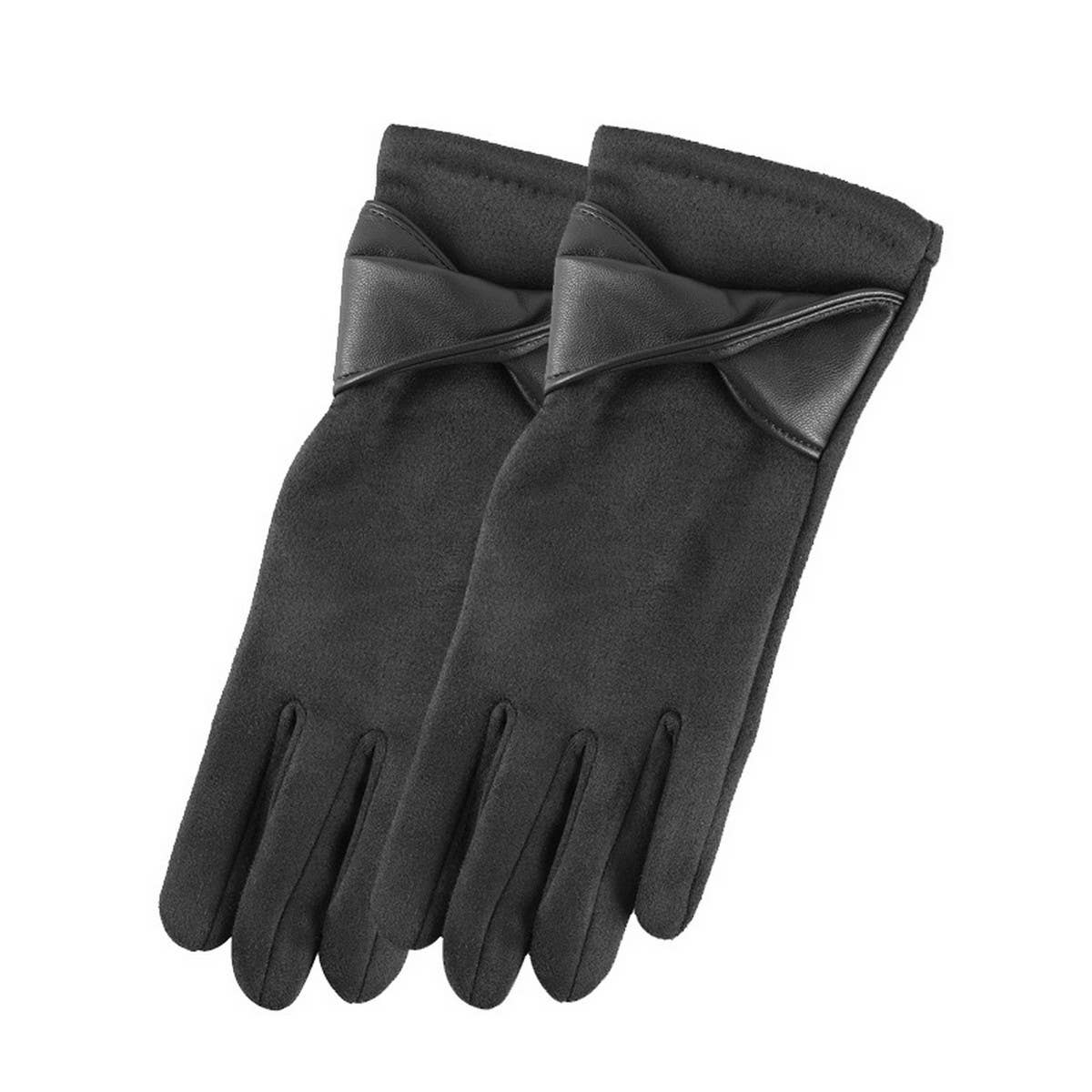 Bow Suede Gloves ??Touchscreen Warm Winter Design_CWMM2883