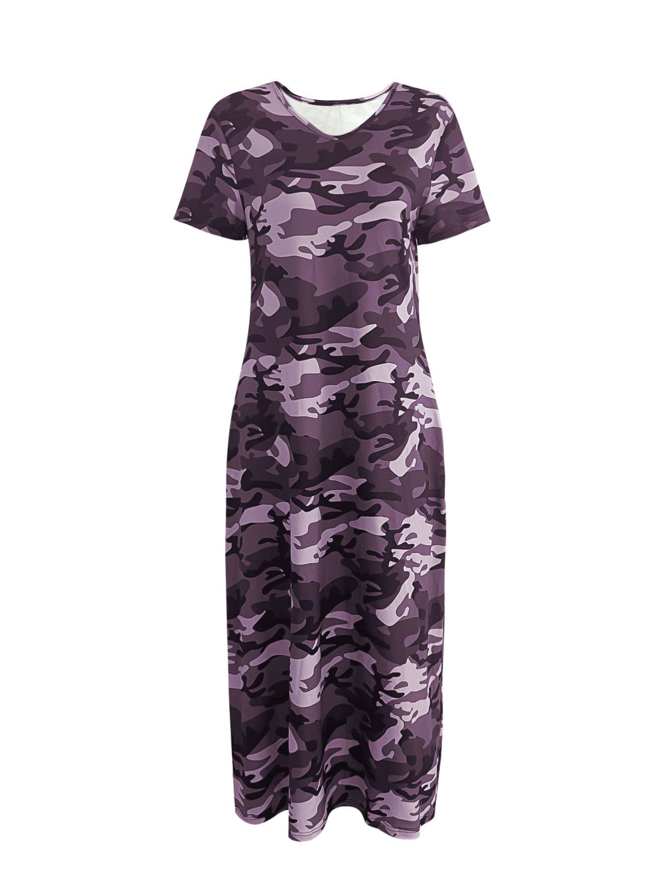 Long loose camouflage printed dress
