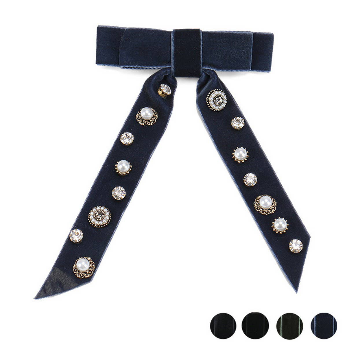 HANDMADE LONG RIBBON VELVET BOW HAIRPIN HEADDRESS