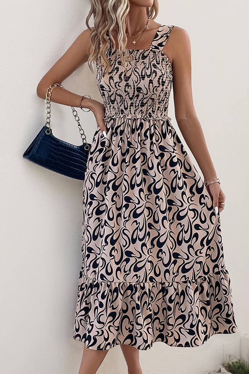 CWDHL0659_SUMMER GEOMETRIC PRINT SLING DRESS