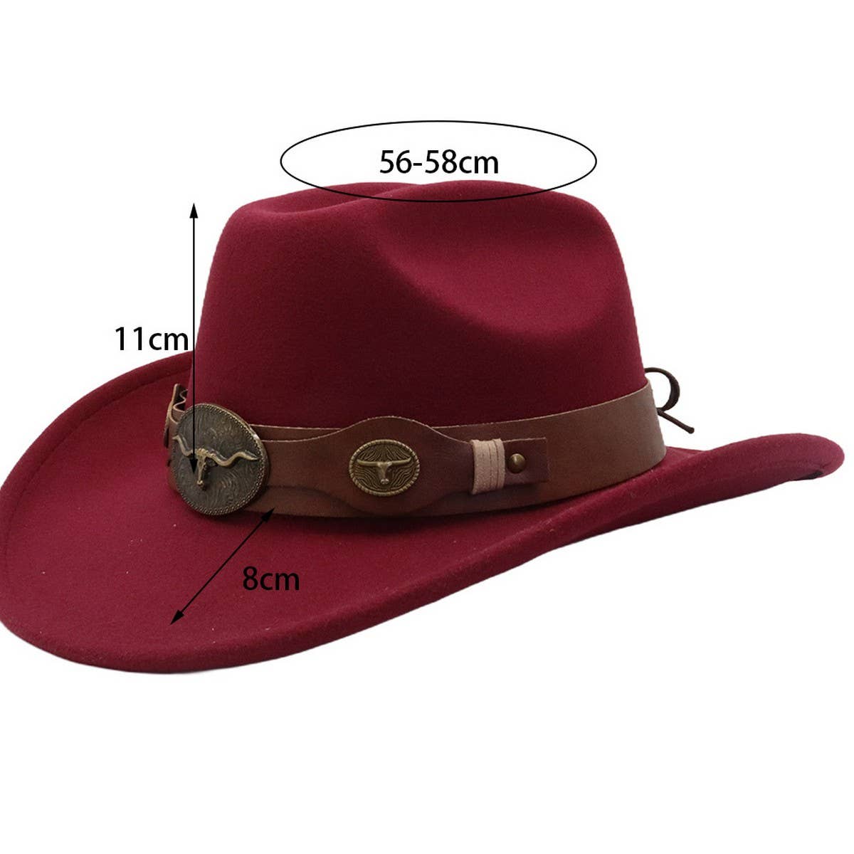 New Wool Fedora Hat Western Ethnic Cowboy Style_CWAH04500