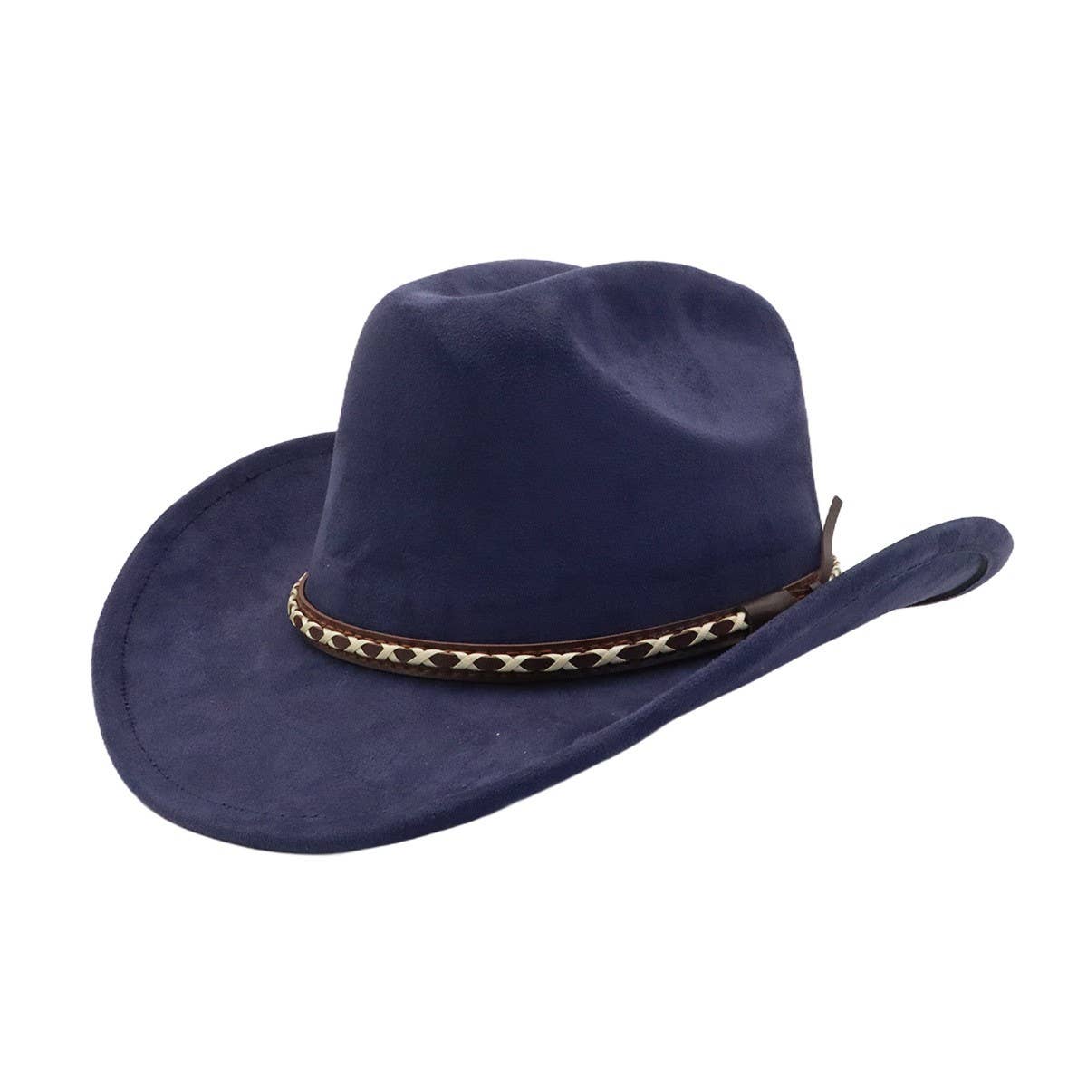 Suede Cowboy Fedora Hat Western Ethnic Style_CWAH04416