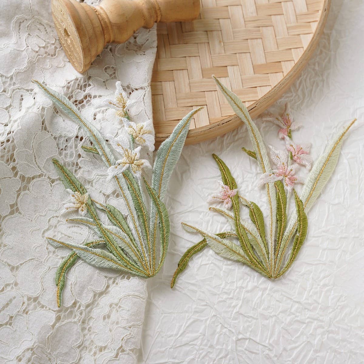 Orchid Embroidered Iron-On Patch for Stain Repair_CWMM5924