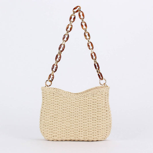 FASHIONABLE AND SIMPLE SOLID COLOR STRAW BAG_CWAB4702