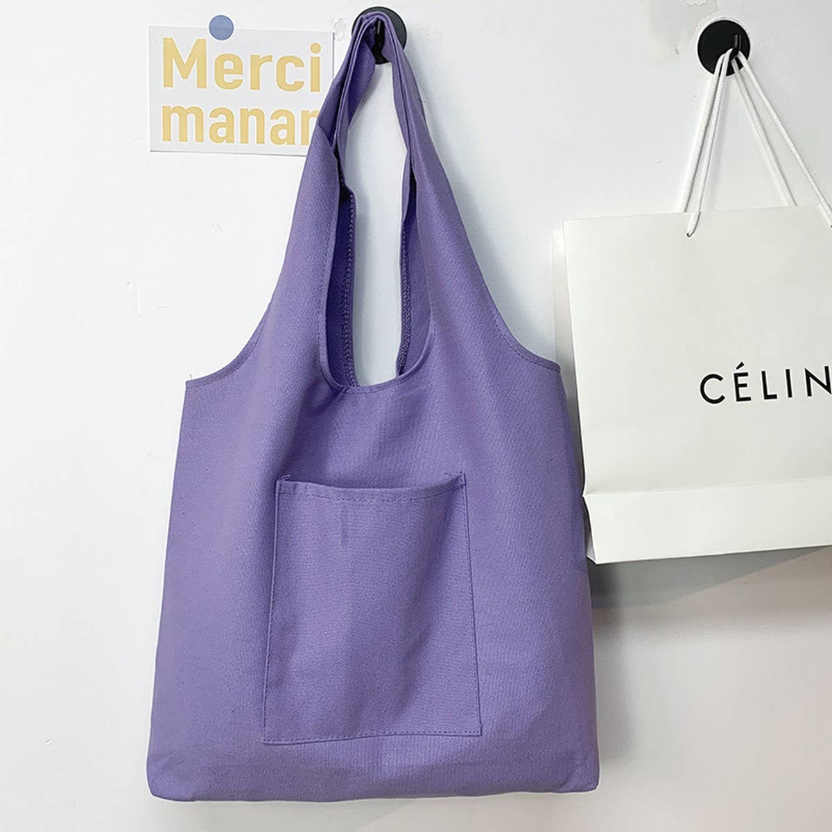 SOLID COLOR LITERARY BLANK HAND-PAINTED CANVASBAG_CWAB2131