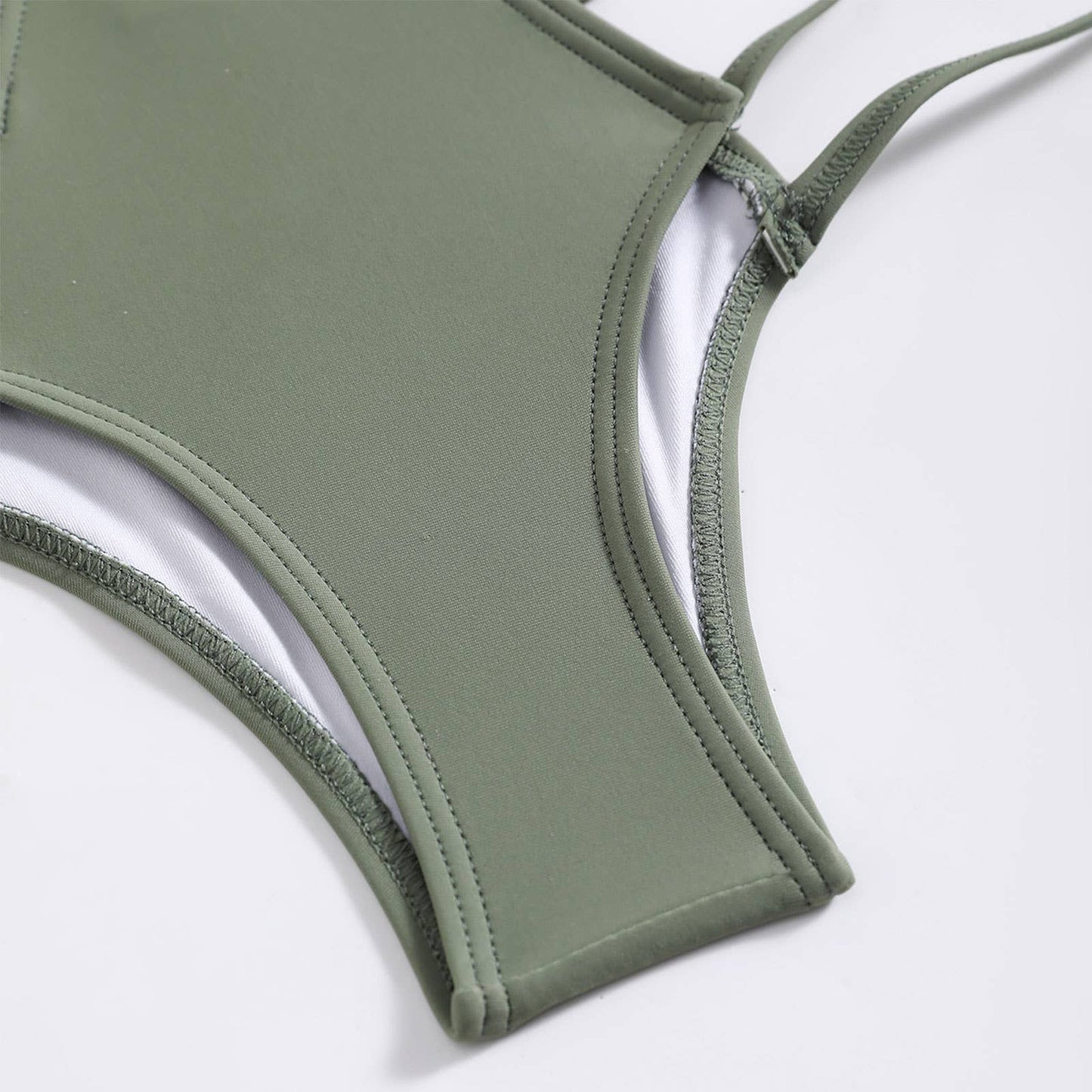 Metal Ring Bikini Set - Solid Color Swimsuit