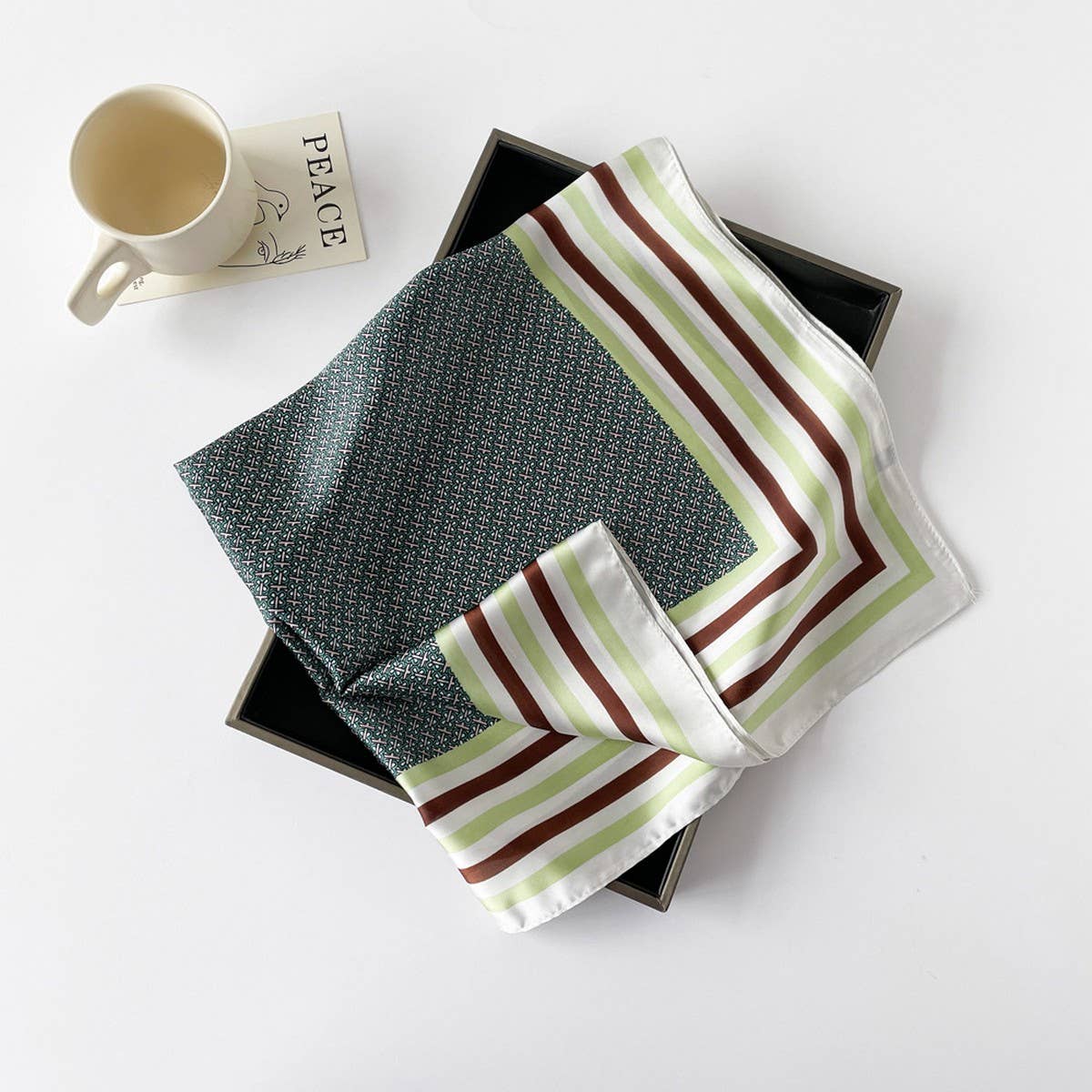 Sweet Floral Satin Scarf - 70cm Square Neck Wrap