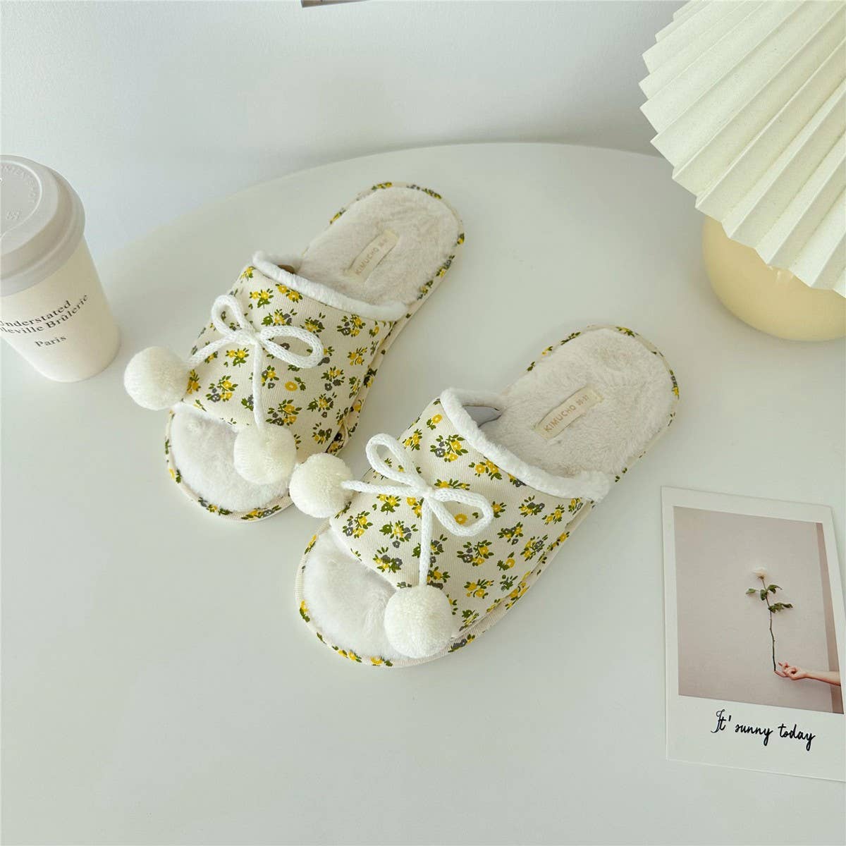 WINTER PLUSH OPEN TOE HOUSE SLIPPERS HOUSE SHOES
