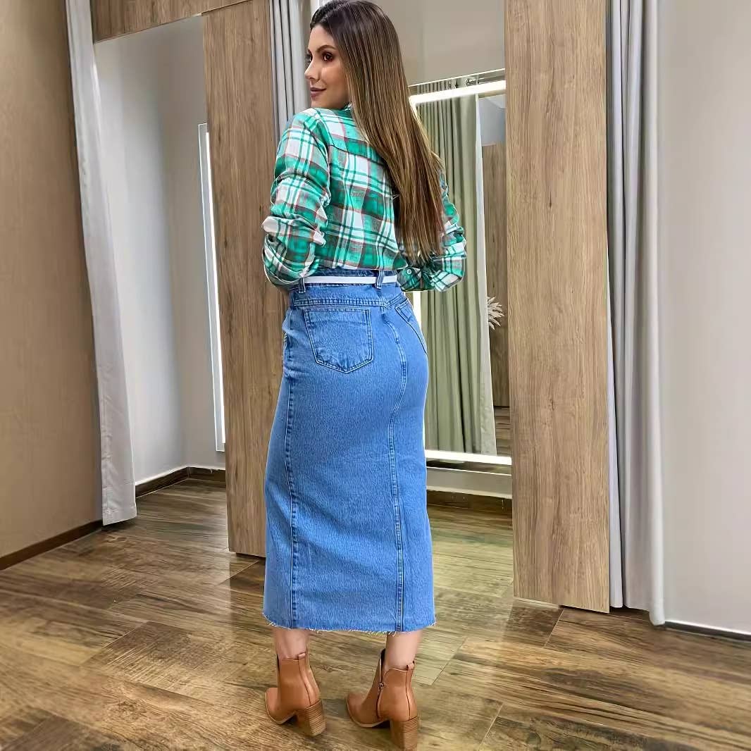 BAGGY LONG-SLEEVED LAPEL BUTTON-DOWN SHIRT