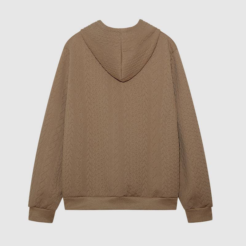 Jacquard laced long-sleeved hooded sweatshirt