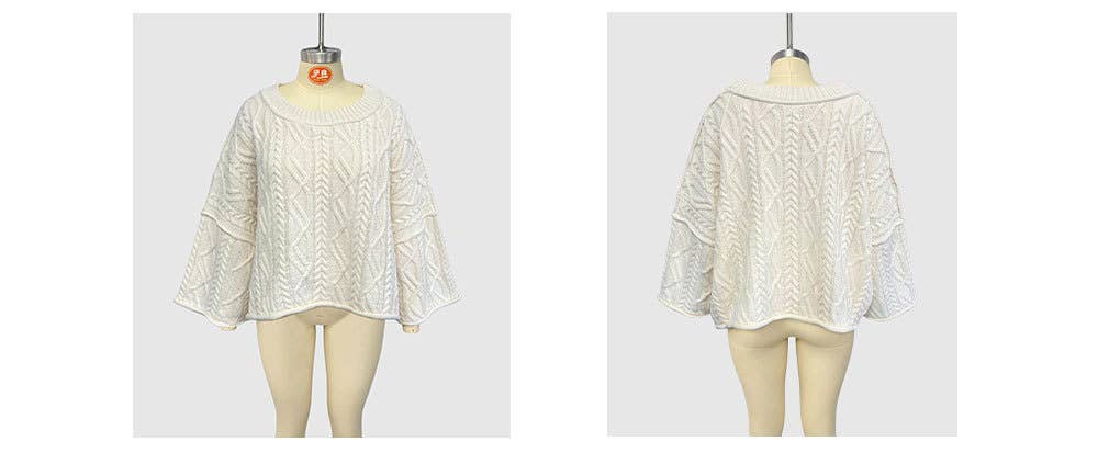 Round-neck short twisted loose knitted sweater