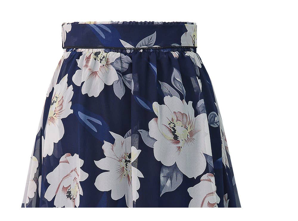 Floral large swing A-line chiffon long skirt