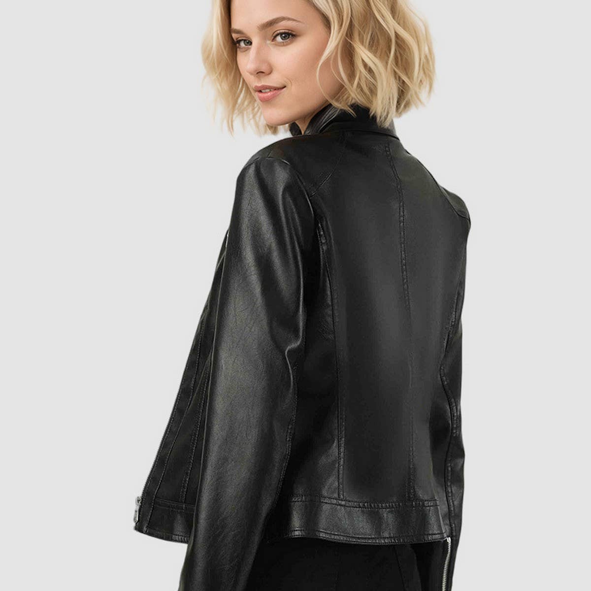 Women??¢s Slim Biker Jacket ??Trendy PU Leather Coat_CWMM9015