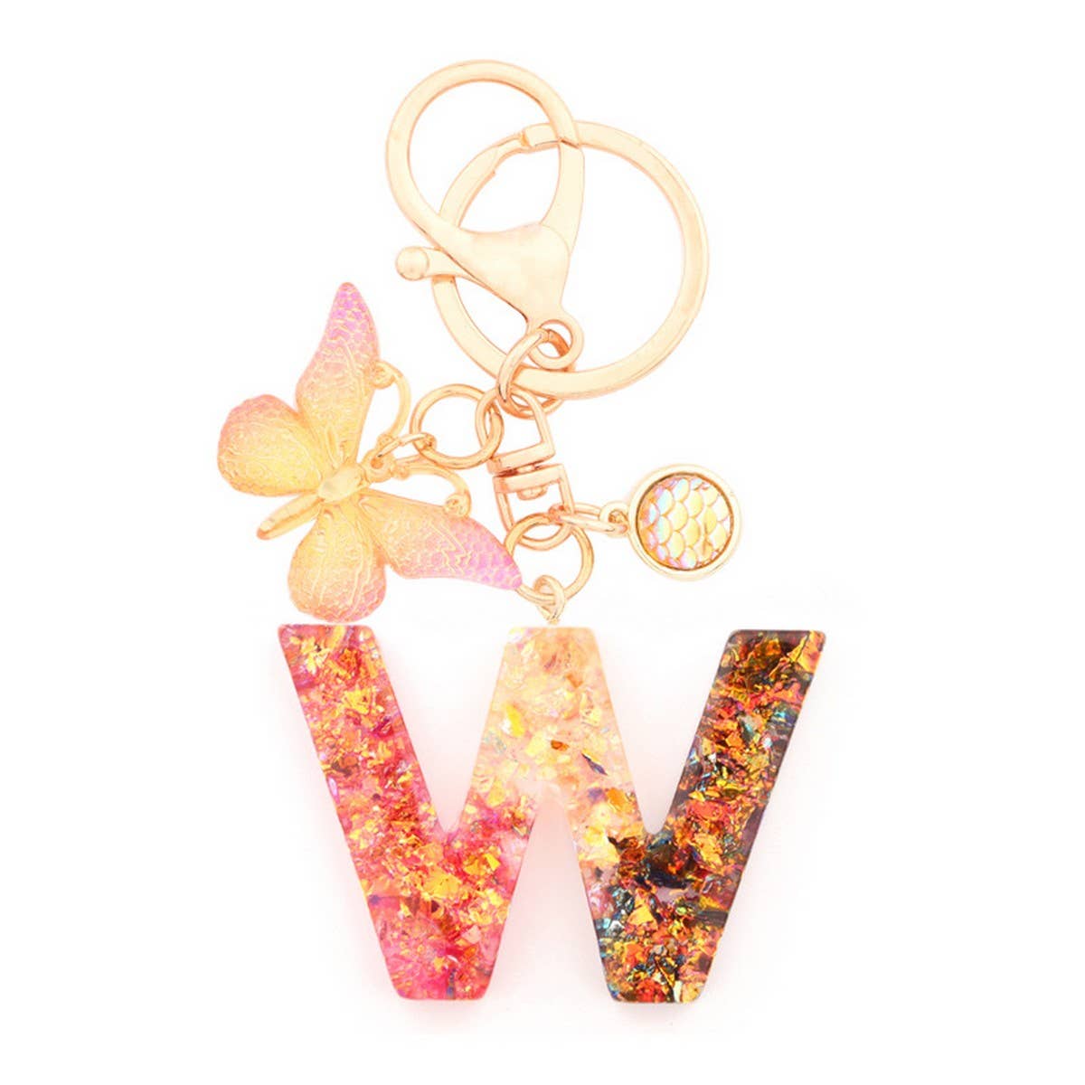 Creative Crystal Letter Keychain with Resin Sequins_CWAB5021