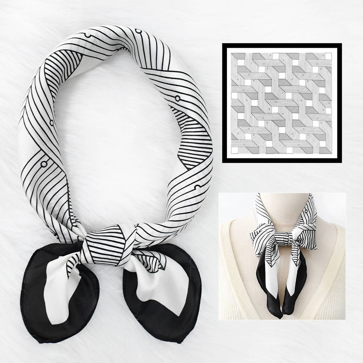 Geometric Scarf - Elegant Print Square for Women