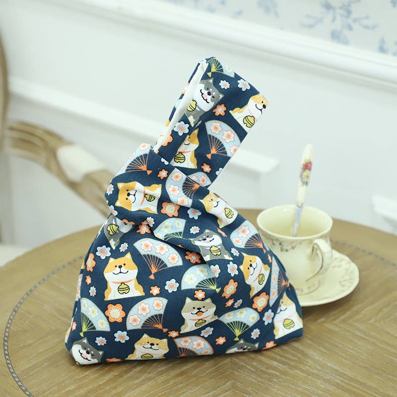 Cute cartoon tie canvas handbag