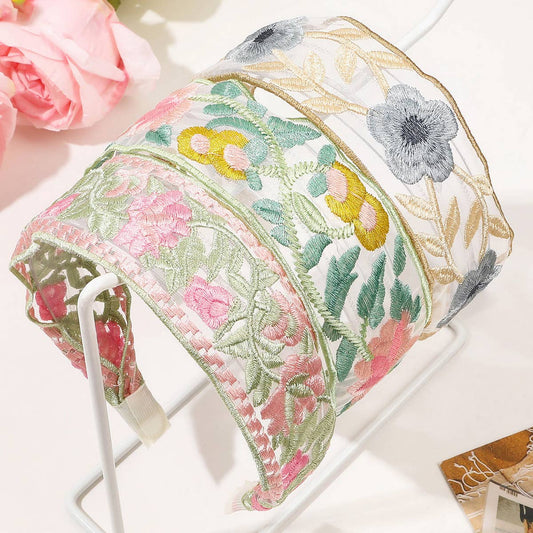 MESH EMBROIDERED FLOWER HEADBAND_CWAHA1651