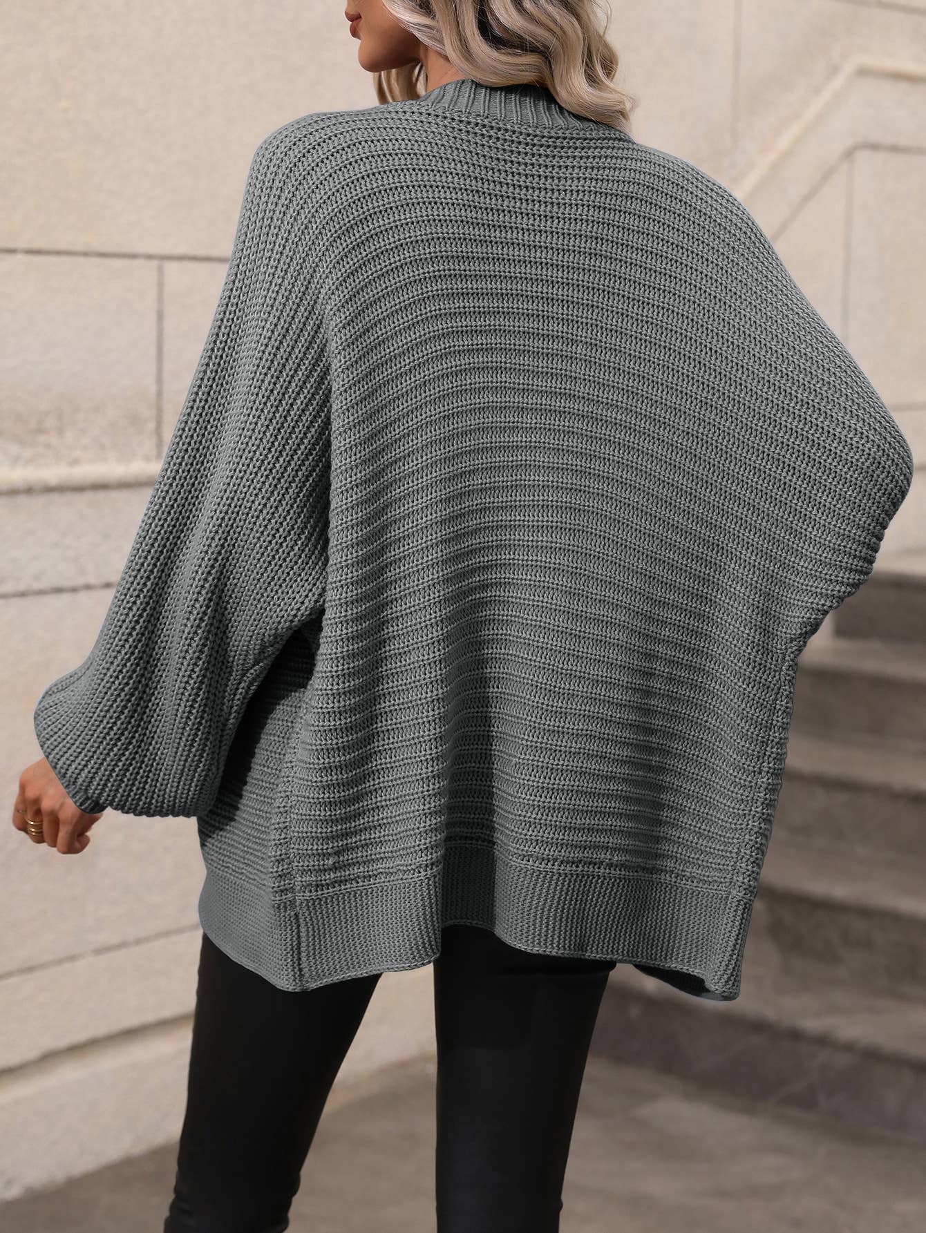 Solid color knit cardigan loose sweater