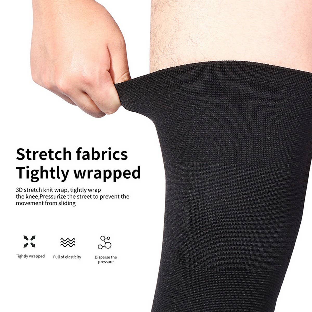 Four-Way Stretch Black Knee Sleeve for Sports