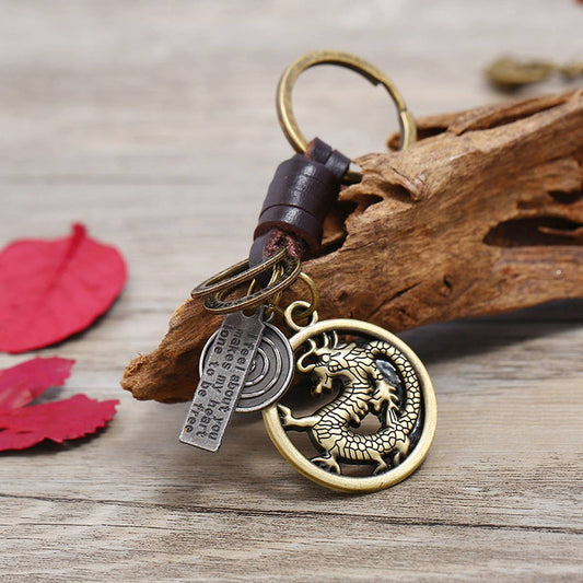 HAND-WOVEN VINTAGE LEATHER KEYCHAIN