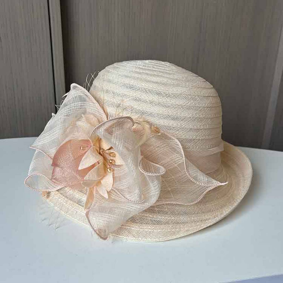 FLOWER HALF ROLL MESH SUN HAT_CWAB2902