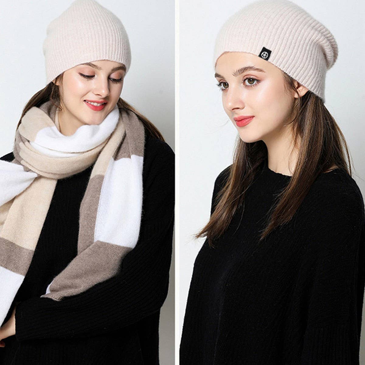 WINTER SOLID COLOR OUTDOOR WARM WOOL KNITTED HAT_CWAH2453
