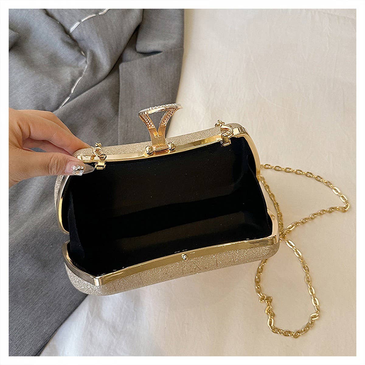 SHOULDER EVENING BAG CHAIN  SQUARE BAG CLUTCH BAG_CWAB3253
