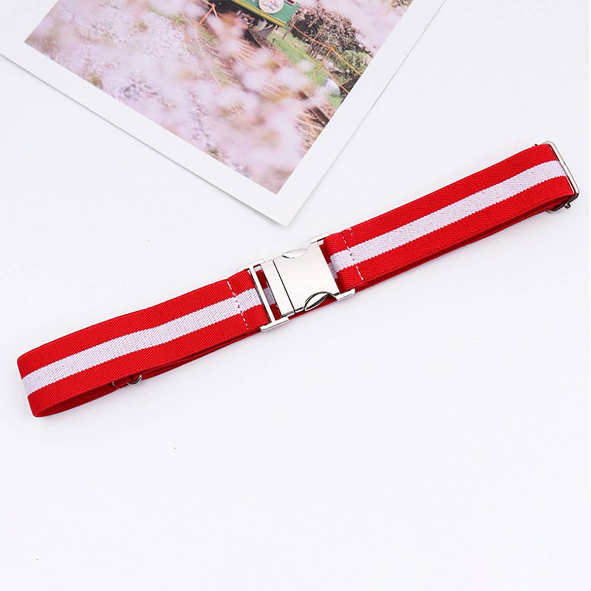 ALLOY BUCKLE ADJUSTABLE ELASTIC BRAIDED BELT_CWABE0676