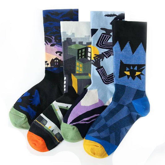 FUN SOCKS COLORFUL  PATTERNED ART SOCKS
